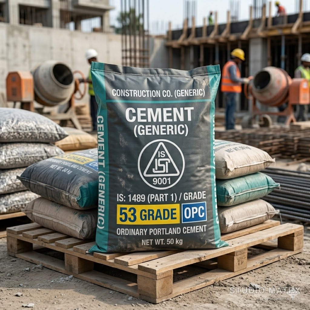 Indian cement bag with IS-grade marking
