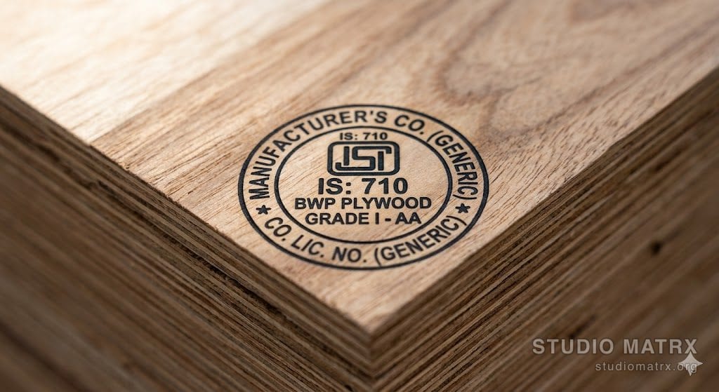 BWP IS-710 plywood with the manufacturer stamp