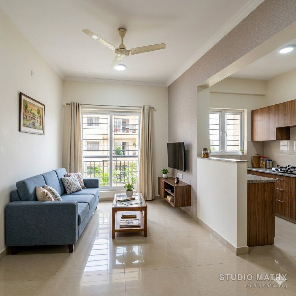 Economy-tier Indian apartment interior