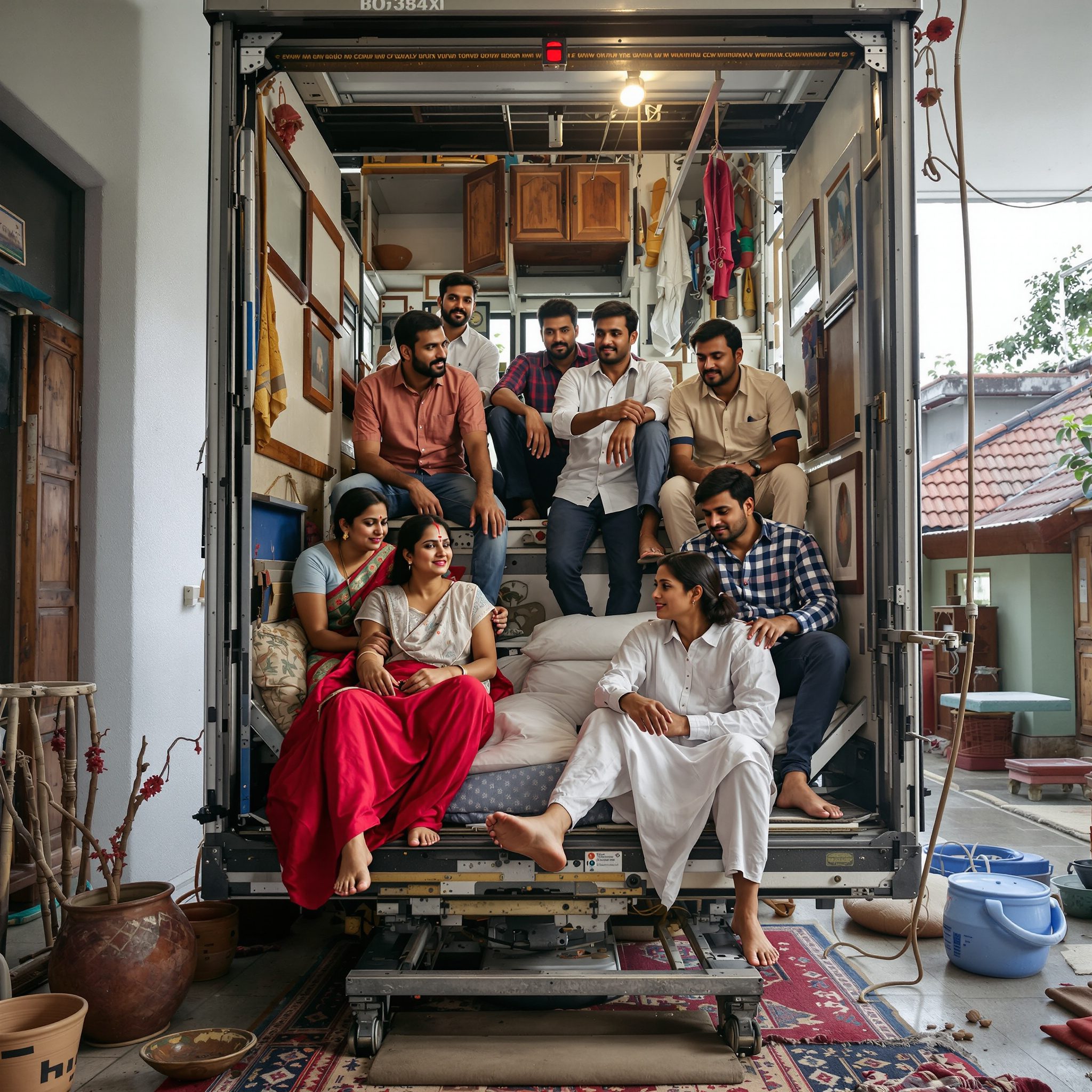 Large eight-person home lift car
