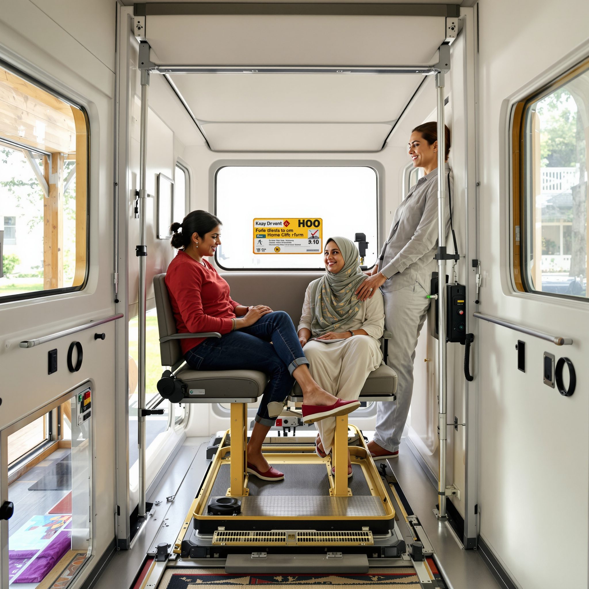 Compact two-person home lift car