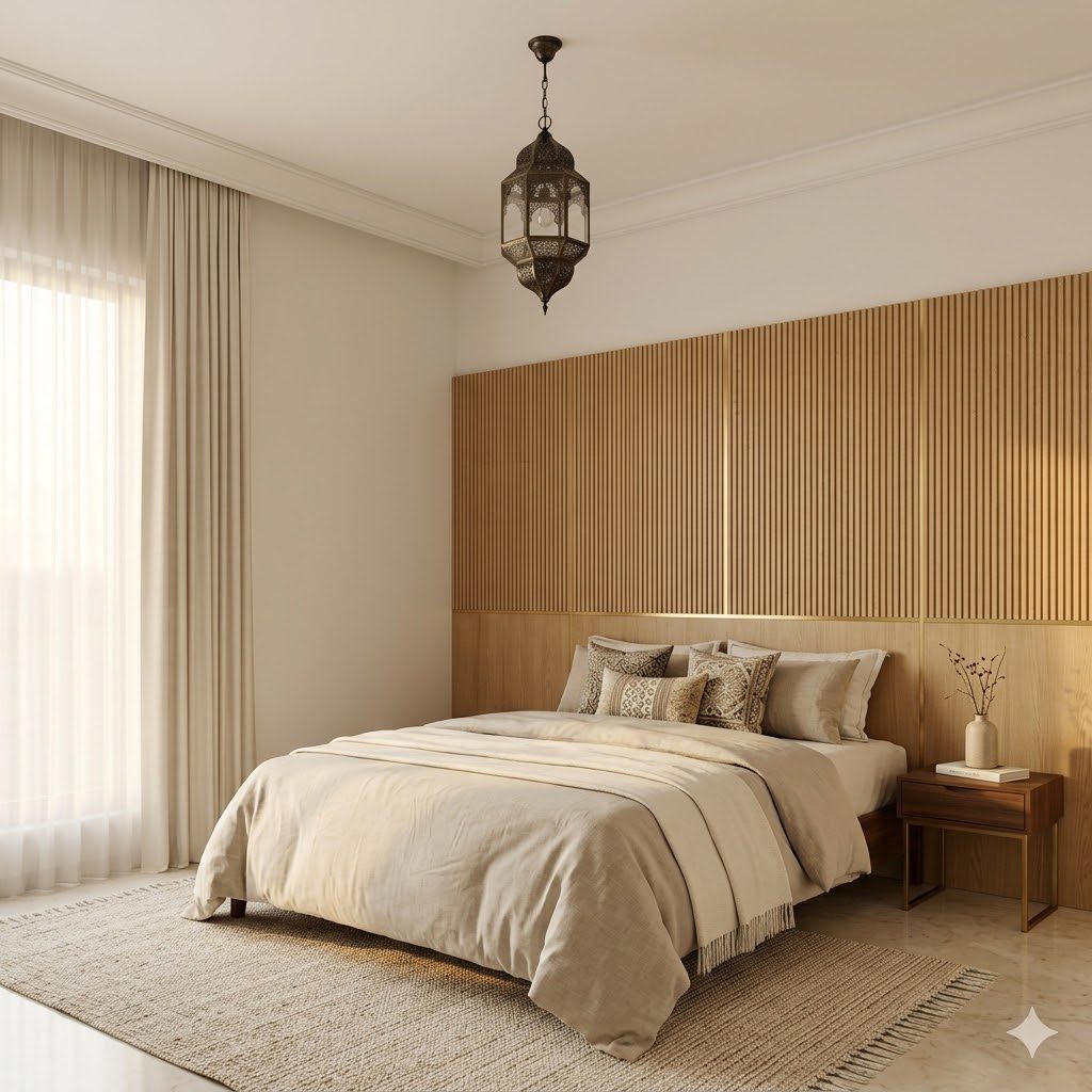 Plain POP ceiling with cornice in a bedroom