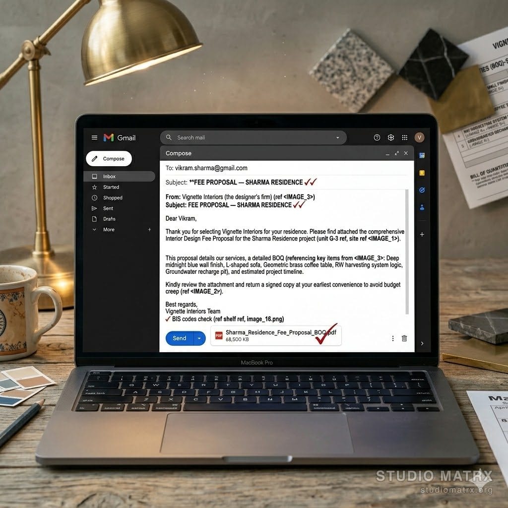 Designer emailing fee proposal PDF