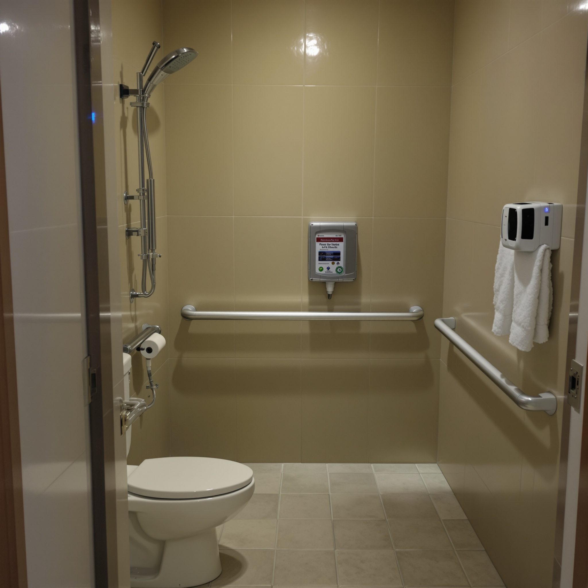 Accessible bathroom with grab bars