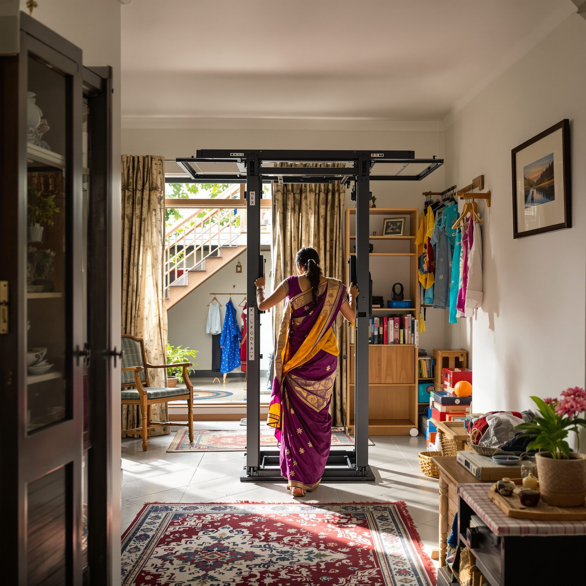 Traction gearless home lift