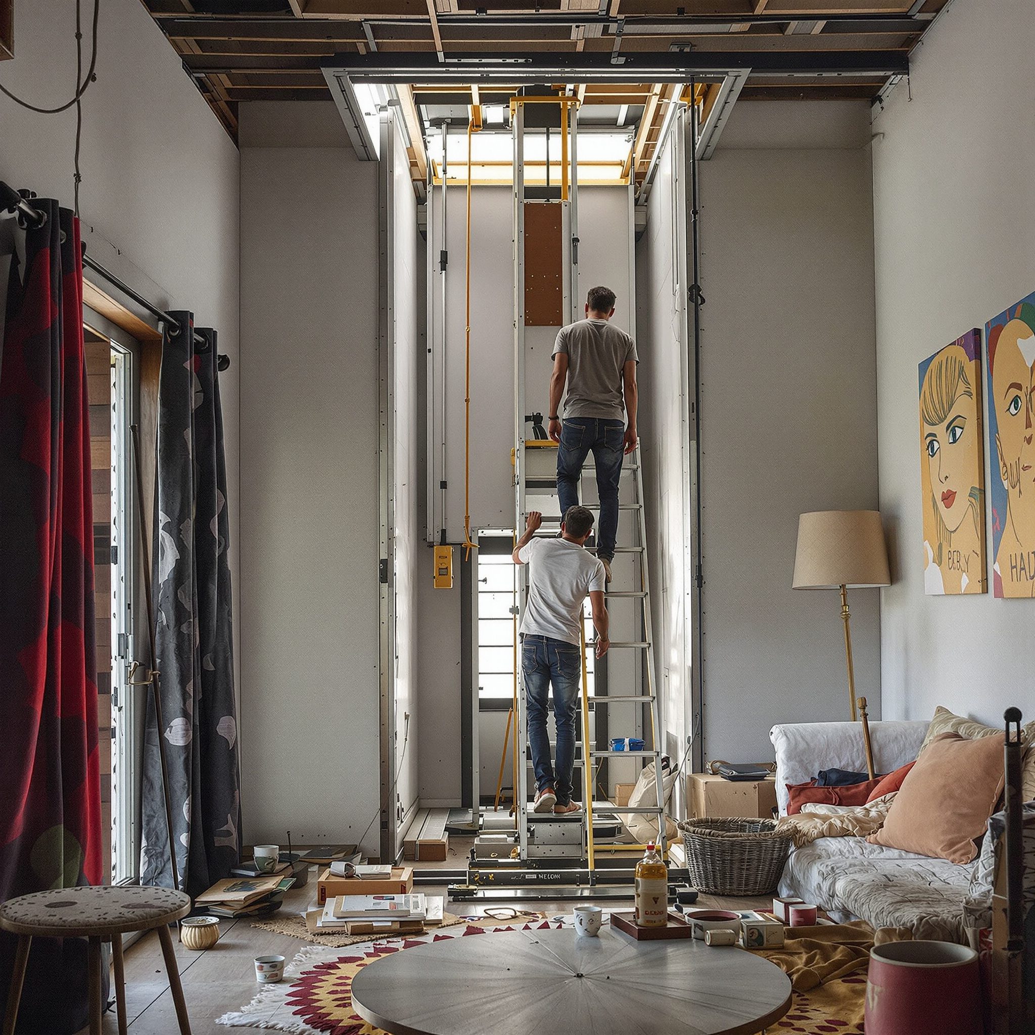 Home lift shaft under installation