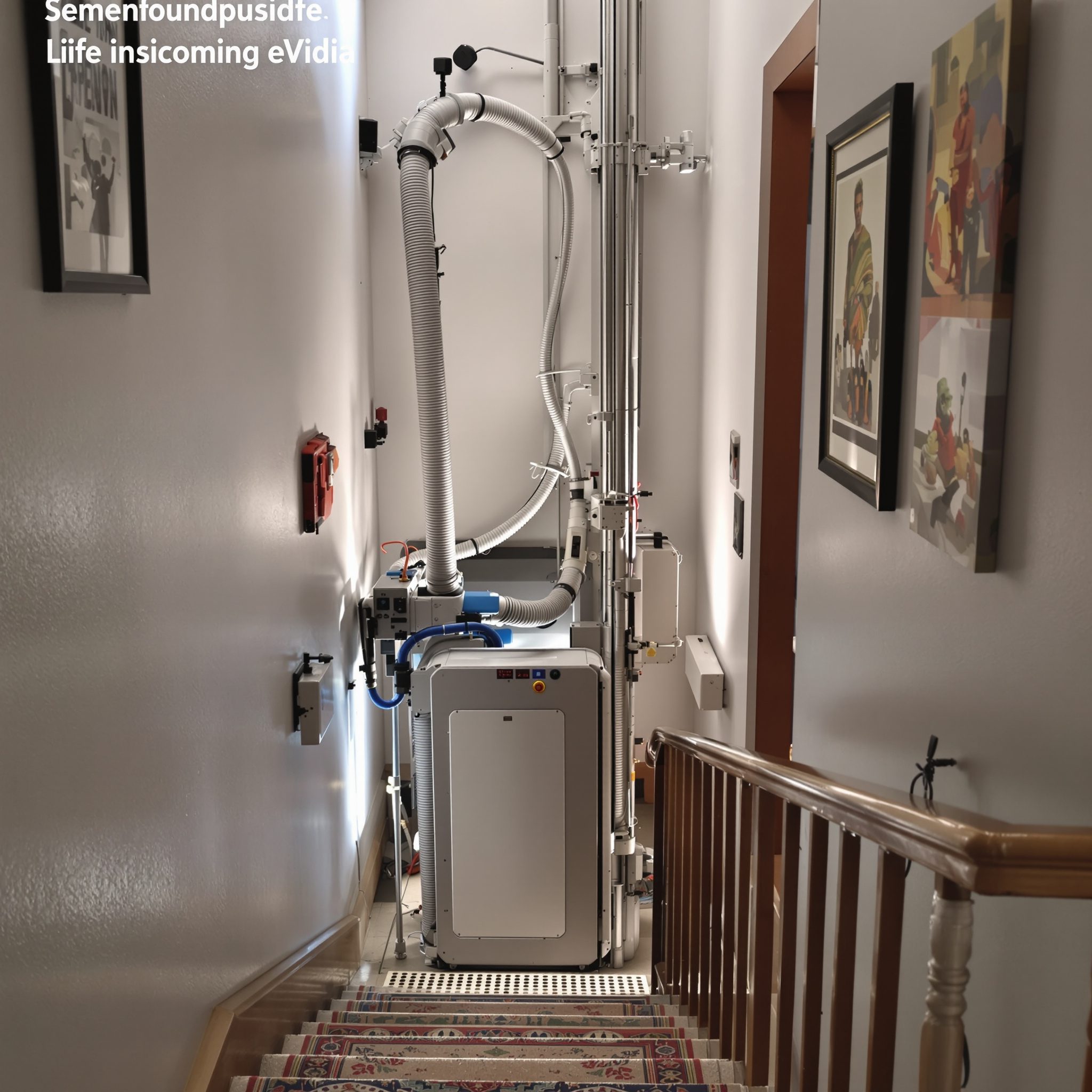 Pneumatic vacuum home lift in a stairwell
