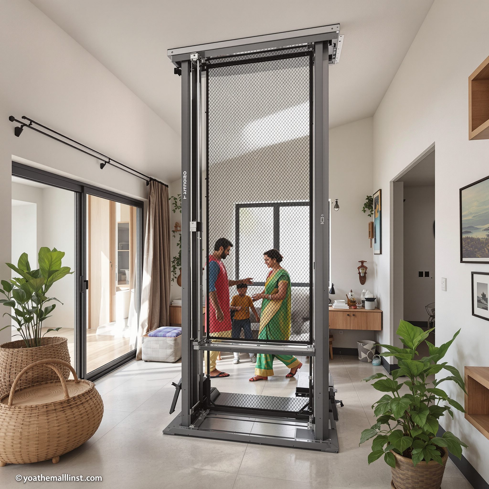 Traction gearless MRL home lift