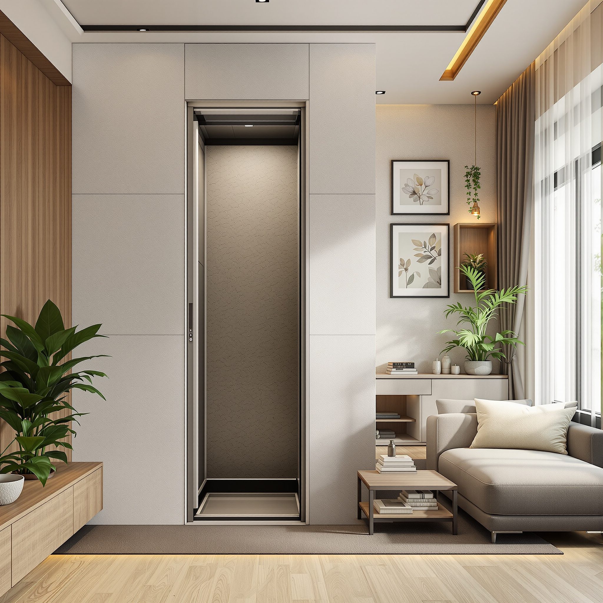 Modern home interior with a lift