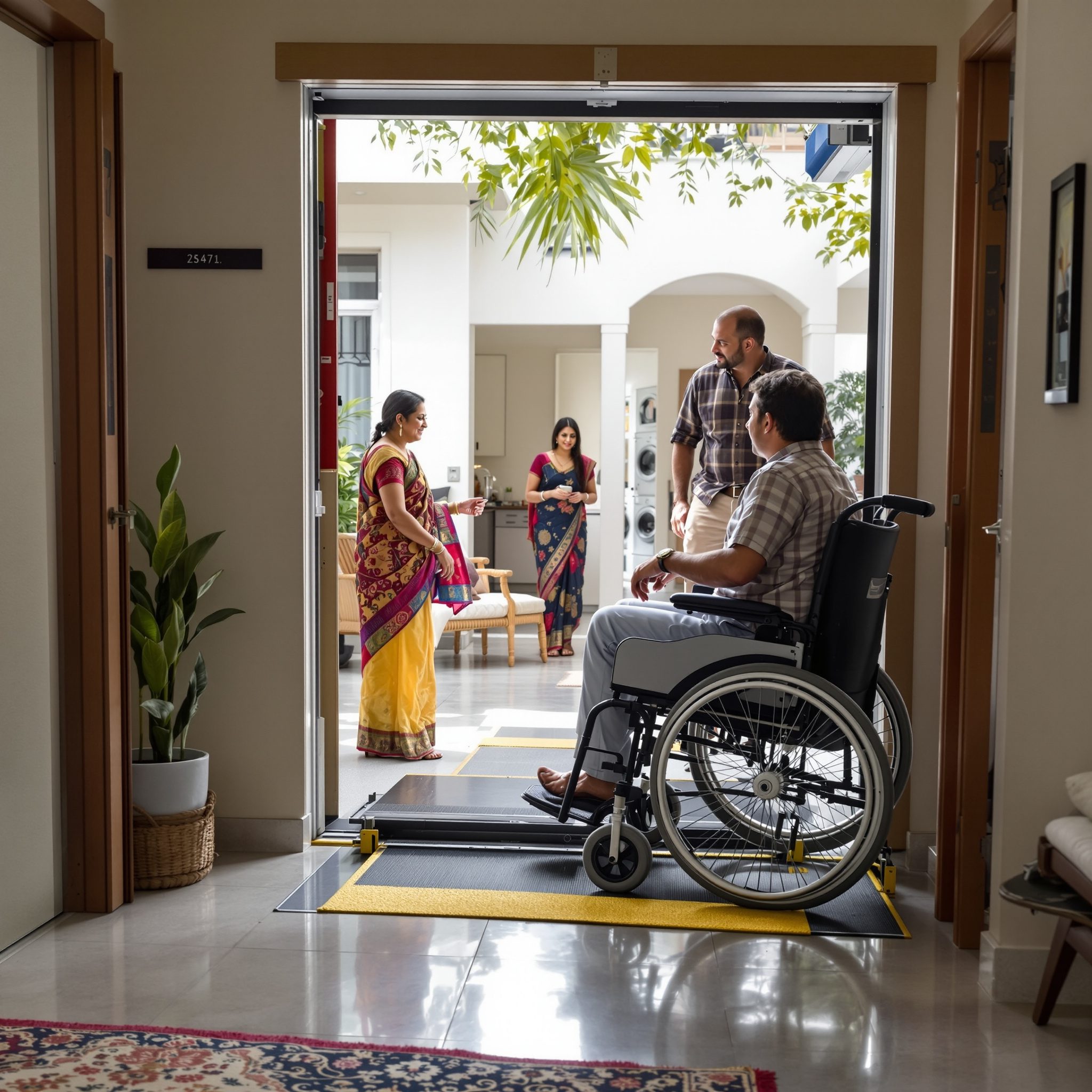 Wheelchair-accessible home lift car