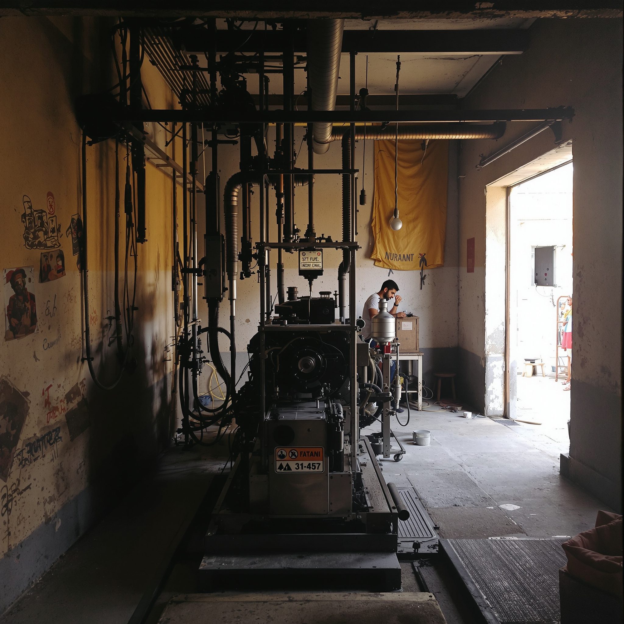 Machine-room-less traction machine inside the hoistway