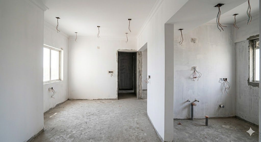 Brand-new bare apartment shell at possession