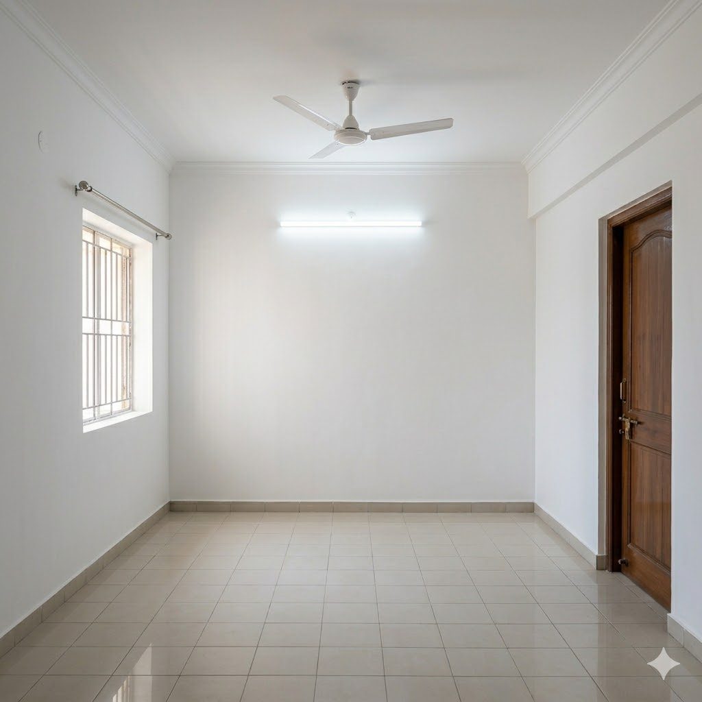 Lightly refreshed apartment with whitewash and basic ceiling