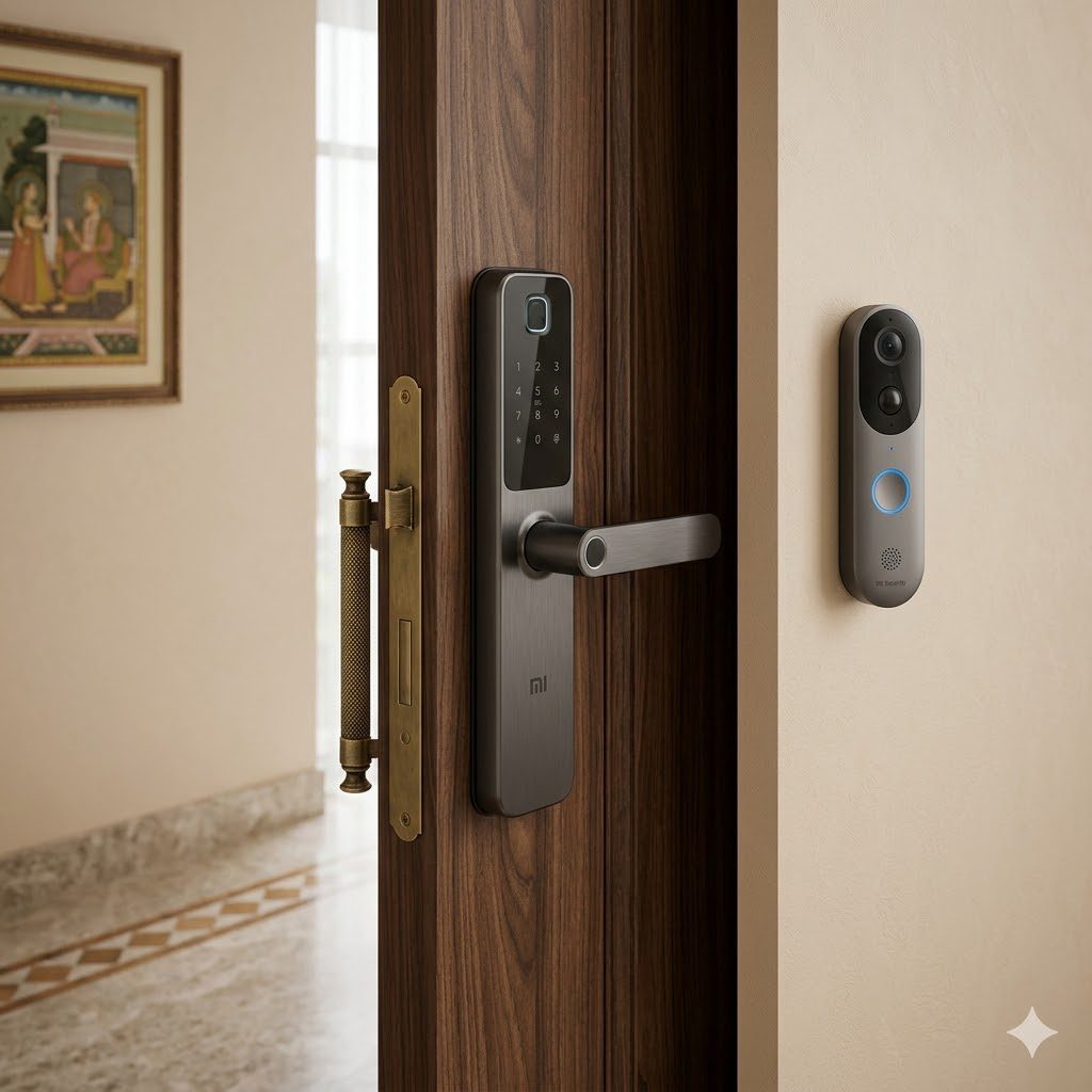 Smart fingerprint door lock at the main entrance