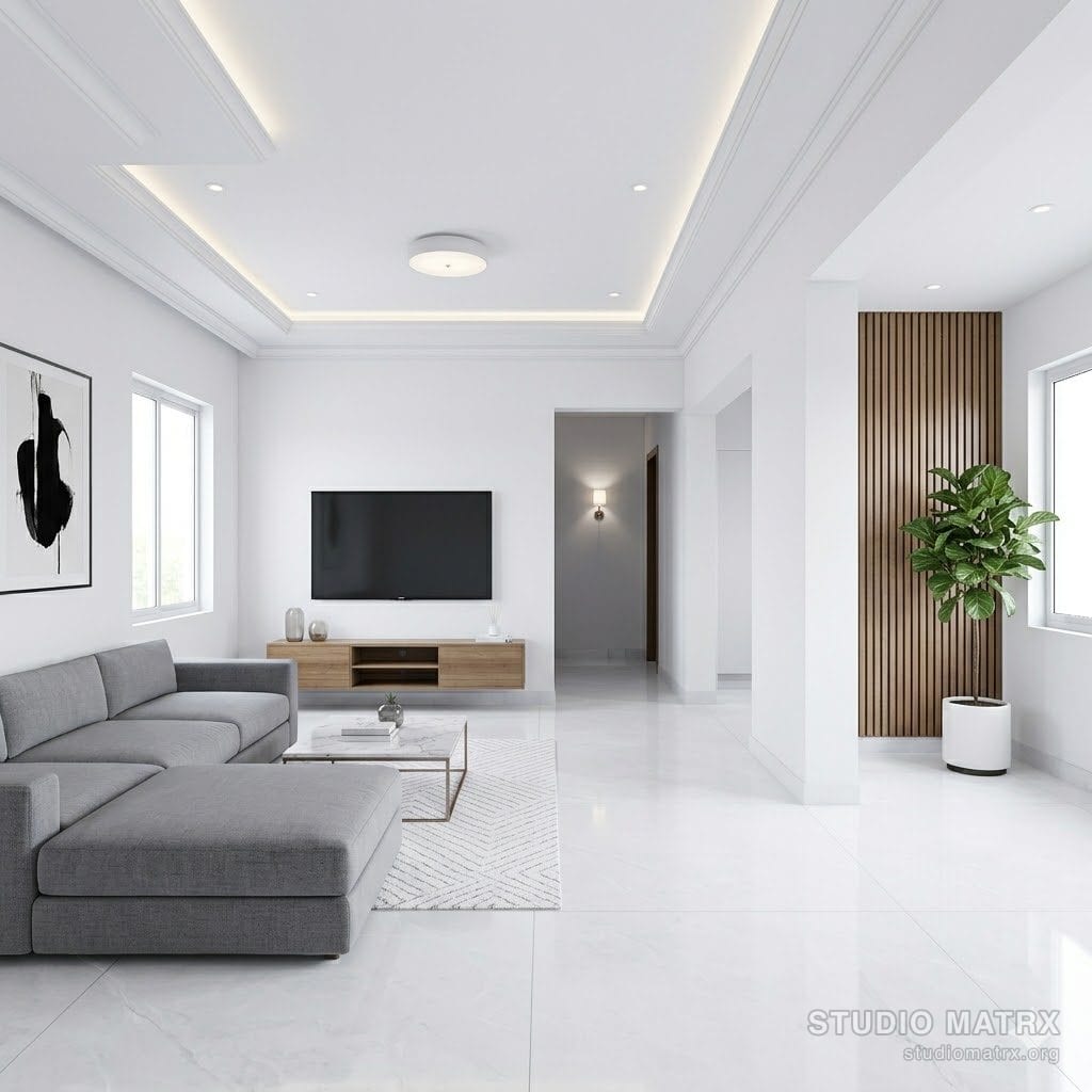 Minimal-style Indian living room