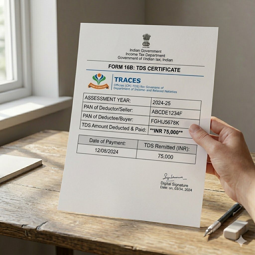 Form 16B TDS certificate printed for seller