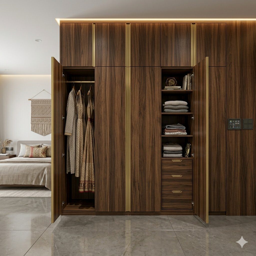 6-door floor-to-ceiling wardrobe in a contemporary apartment